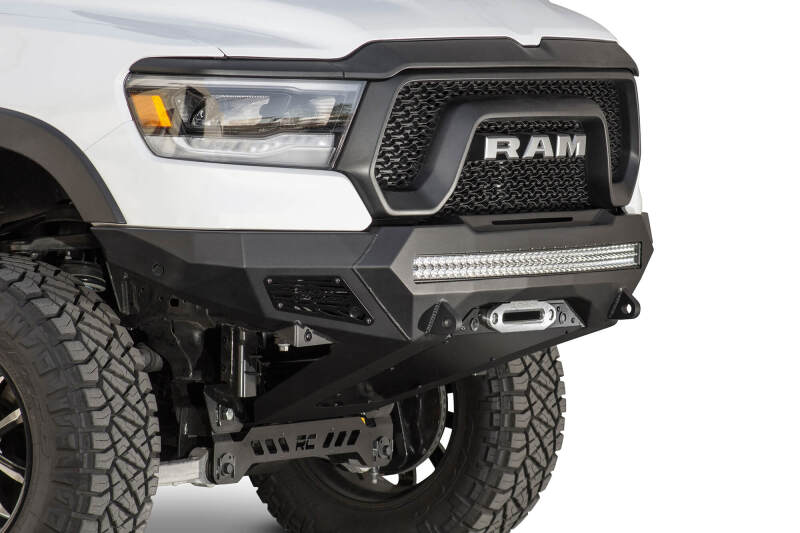 Ram Rebel 1500 Bumper - Front - Addictive Desert Designs - Stealth Fighter - Hammer Black with Satin Black panels - `19-`27